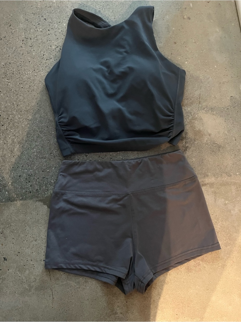 Athleta High Neck Sports Bra and yoga Shorts Bundle